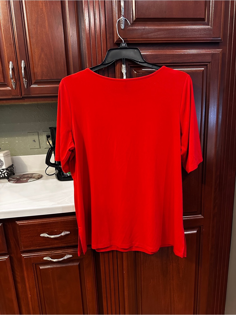 Susan Graver size Large Red Short-Sleeve Crewneck Top - excellent condition! - Picture 4 of 5